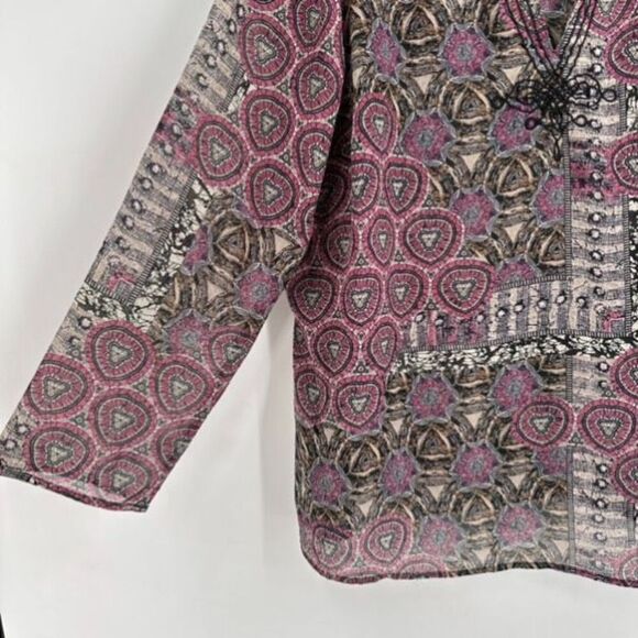Apt 9 Floral Blouse Embroidered V Neck Long Sleeve Paisley Sheer Boho Size 2X - Picture 7 of 12